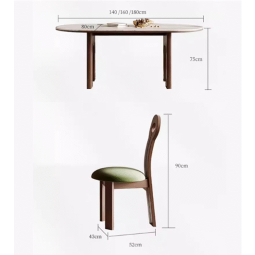 Stephanie Dining Table Set, Dark Oak & Cream - Image 6