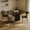 Tricia Dining Table, Black Glass Top