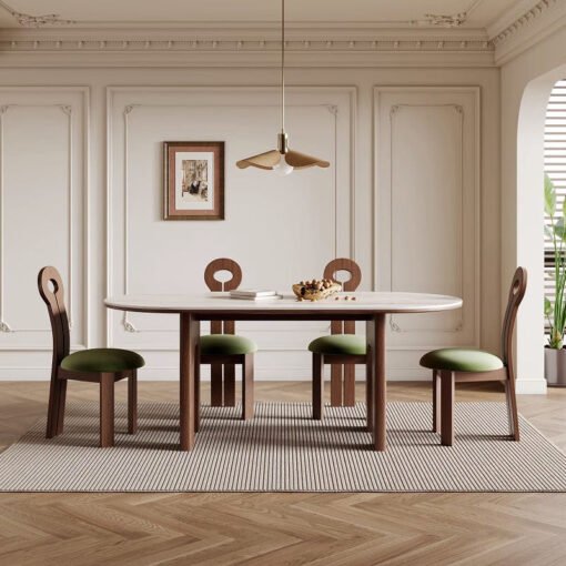 Stephanie Dining Table Set, Dark Oak & Cream - Image 4