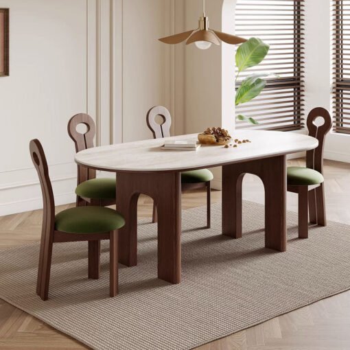 Stephanie Dining Table Set, Dark Oak & Cream - Image 3