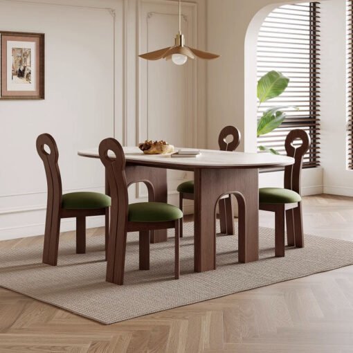Stephanie Dining Table Set, Dark Oak & Cream - Image 2