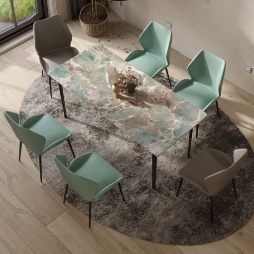 Gareth Dining Table, Marble & Carbon Steel - Image 4