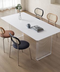Leonie White Dining Table, Acrylic