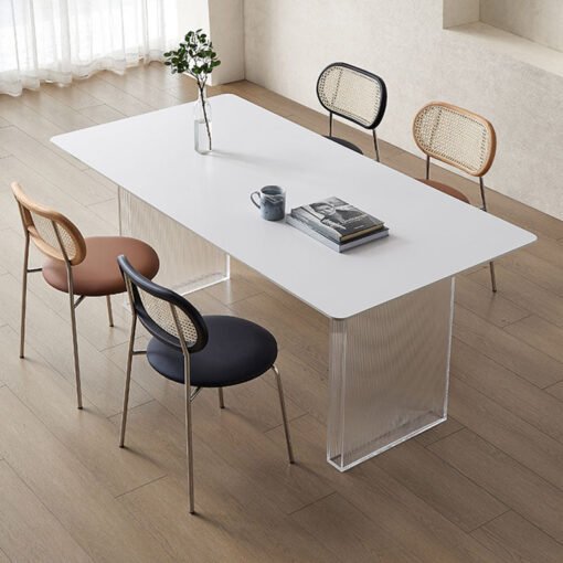 Leonie White Dining Table, Acrylic
