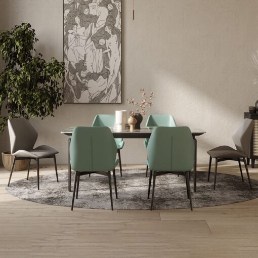 Gareth Dining Table, Marble & Carbon Steel - Image 5