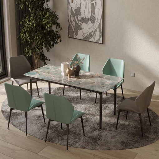 Gareth Dining Table, Marble & Carbon Steel