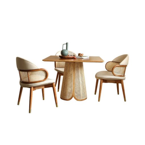 Skylar Rattan Dining Table, Rattan & Solid Wood - Image 5