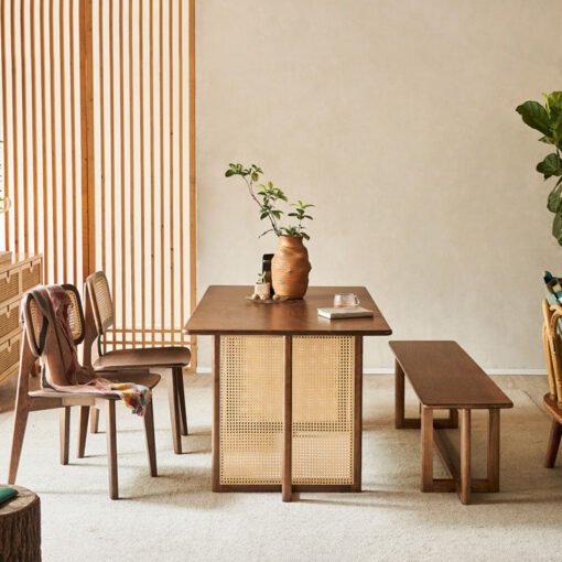 Isla Dining Table, Rattan & Solid Wood - Image 4