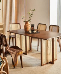 Isla Dining Table, Rattan & Solid Wood