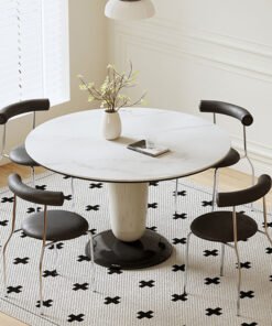 Elmer Round Dining Table, White Top