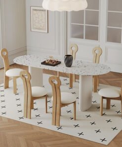 Humphry Dining Table, Terrazzo, White