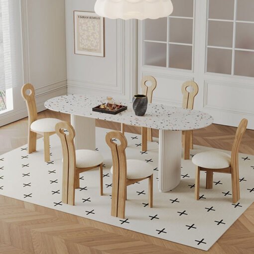 Humphry Dining Table, Terrazzo, White
