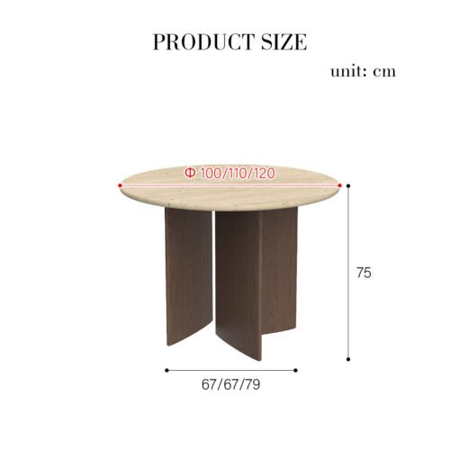 Boulanger Round Dining Table, Solid Wood & Travertine - Image 11