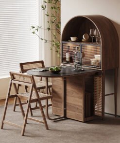 Reddy Fold Away Dining Table With Sideboard, Walnut
